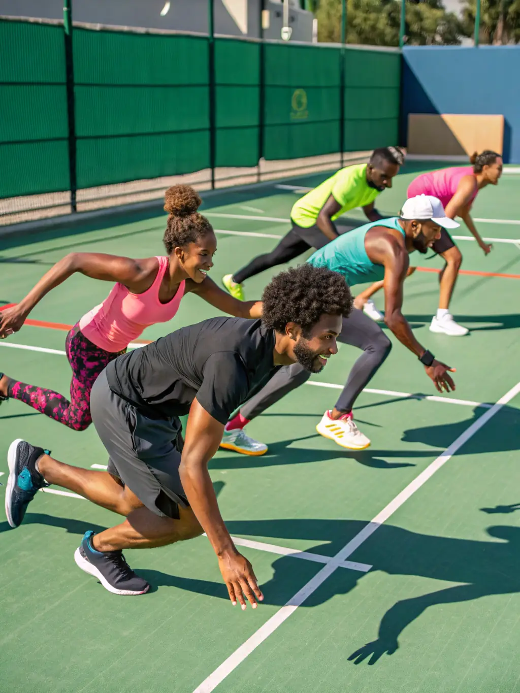 A group of competitive tennis players participating in a tournament organized by CDS Lioran Club Sports Tennis, showcasing their skills and sportsmanship.